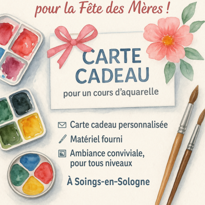 Carte cadeau cours d'aquarelle fête des mères